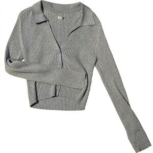 Aerie Light Grey Ribbed Knit Top